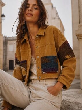 Time After Time Southwest Aztec Corduroy Shacket Jacket Size Medium